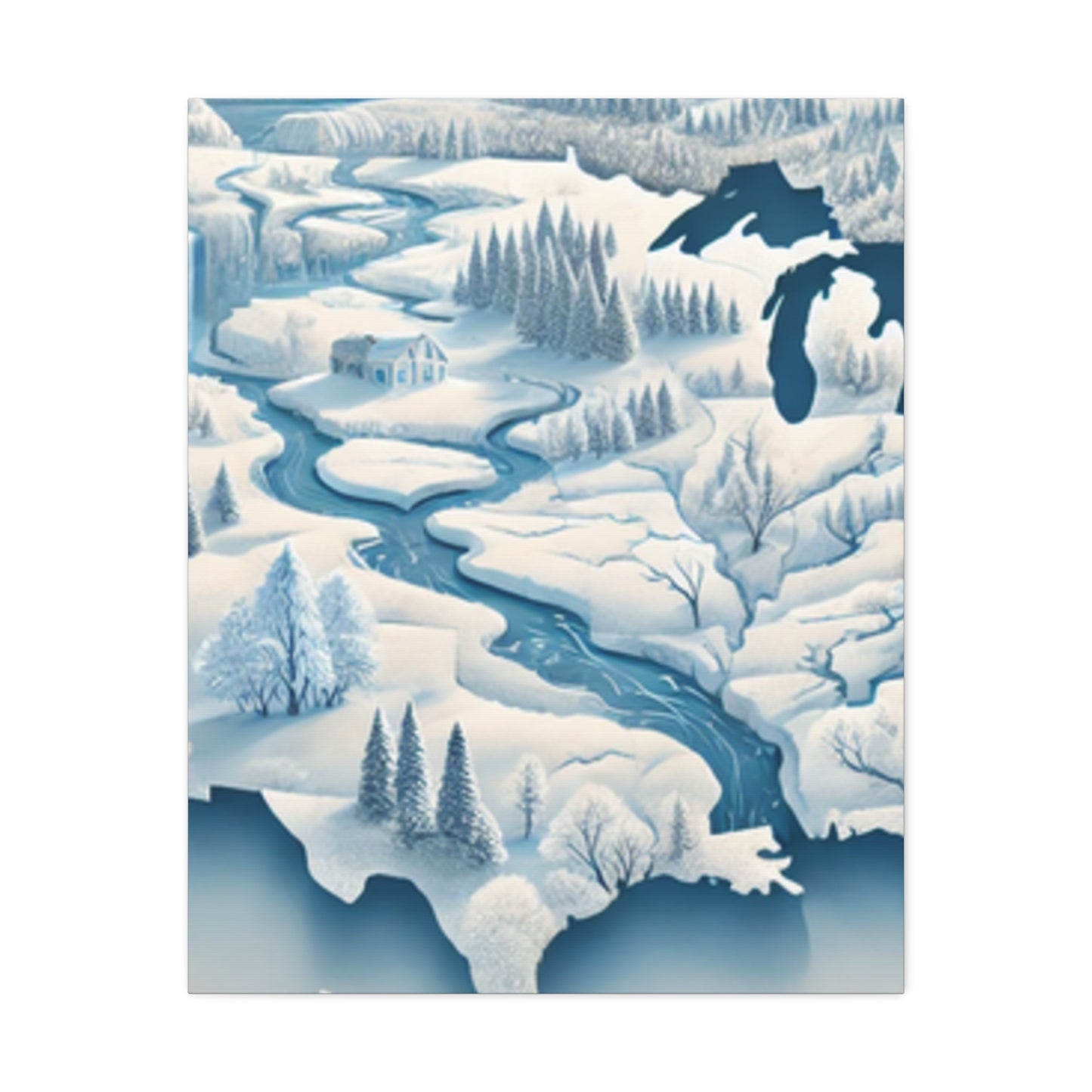 Winter USA Dreamscape Snowy Map Canvas Wall Art Travel Gift