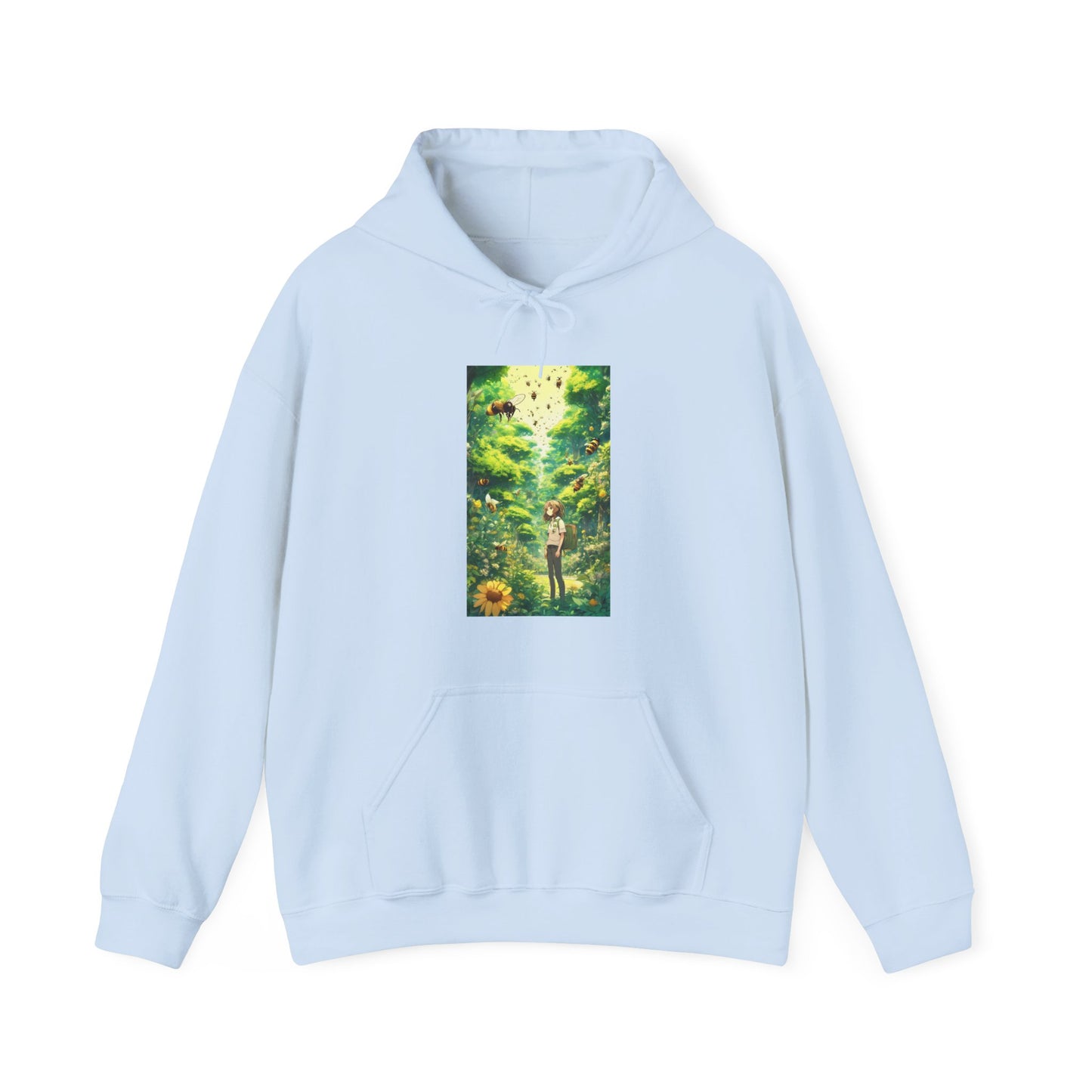Bee Garden Explorer Anime Nature Art Hoodie