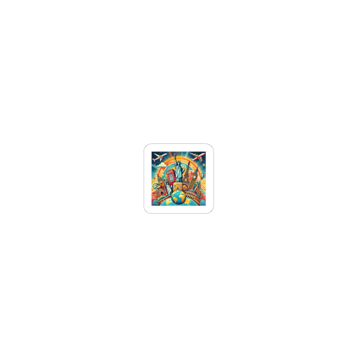 Global Landmark Adventure Collage Adventure Travel Sticker