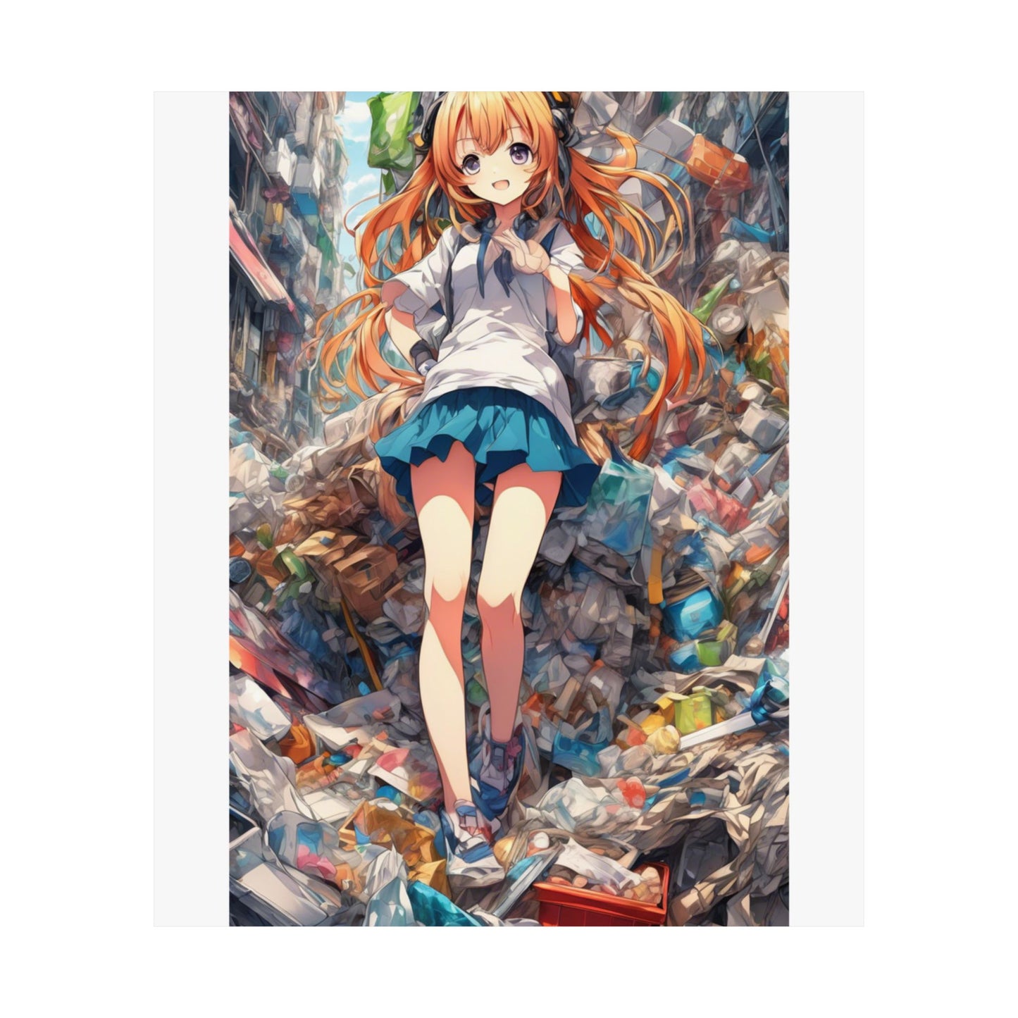 Recycling Rescue Anime Heroine Eco Street Art Poster
