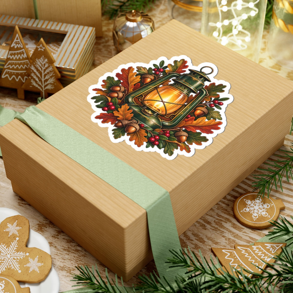 Autumn Oak Lantern and Acorns Sticker