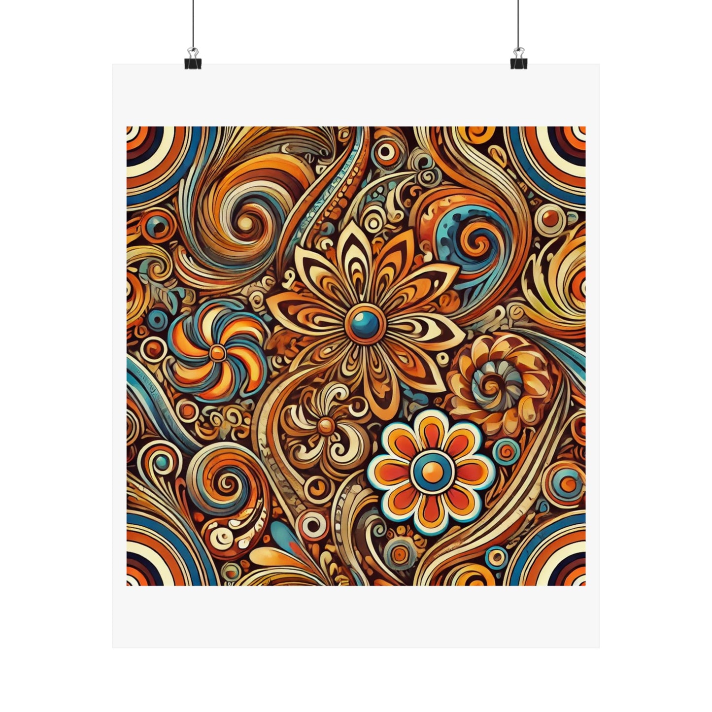 Ornate Abstract Floral Paisley Pattern Poster