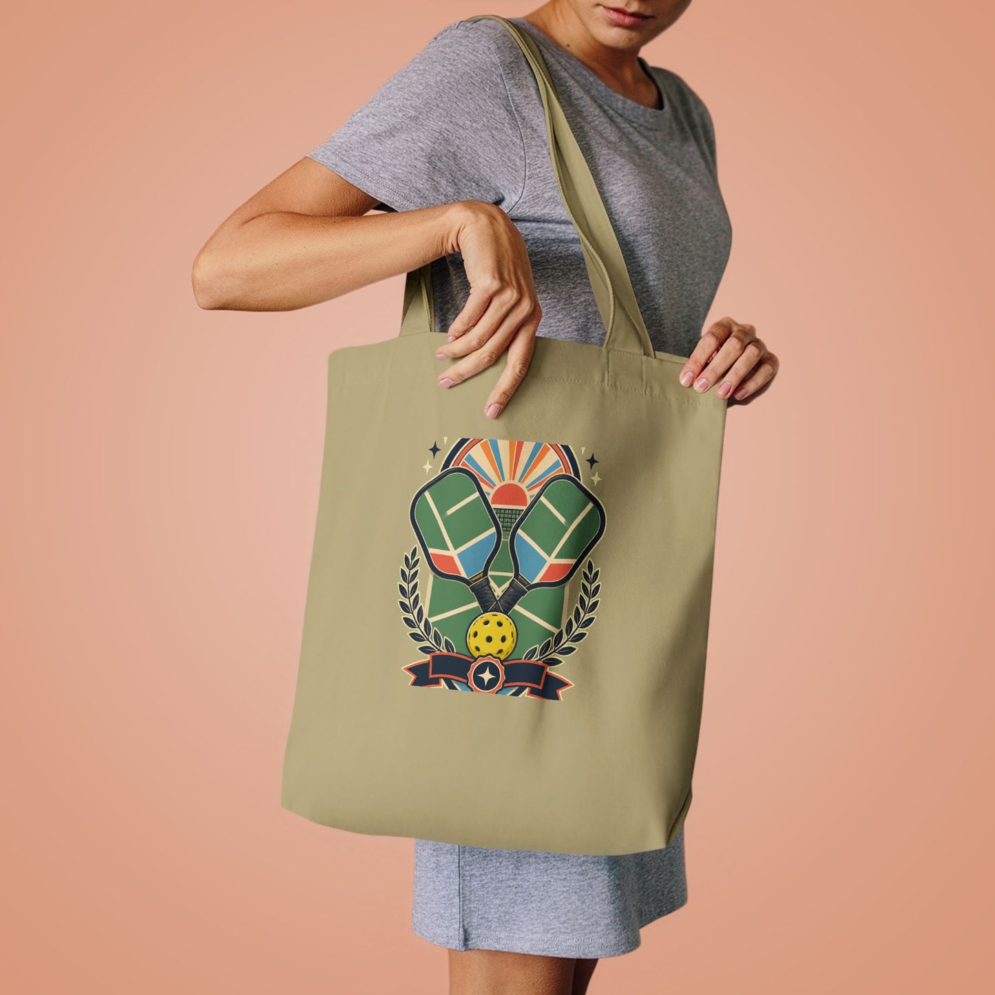 Retro Pickleball Court Club Sport Tote Bag