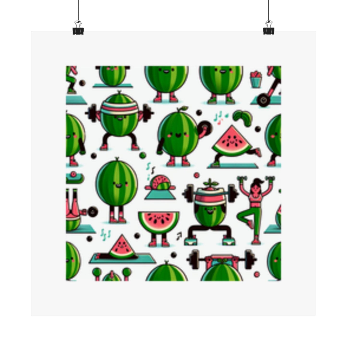 Watermelon Workout Club Cute Food Fitness Wall Art Poster