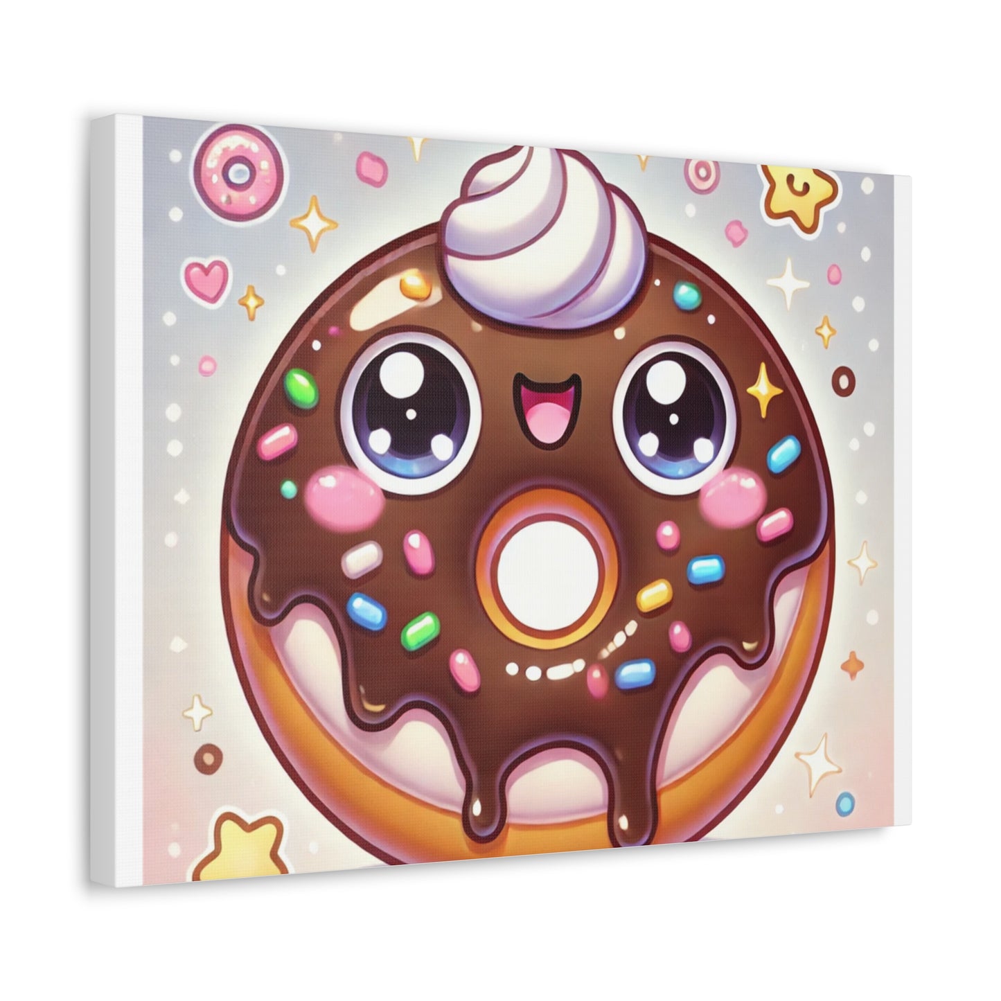 Kawaii Chocolate Donut Cute Dessert Canvas Wall Art
