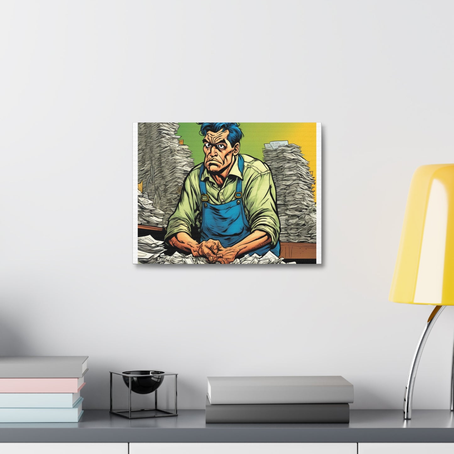 Paperwork Chaos Desk Worker Funny Office Art Canvas