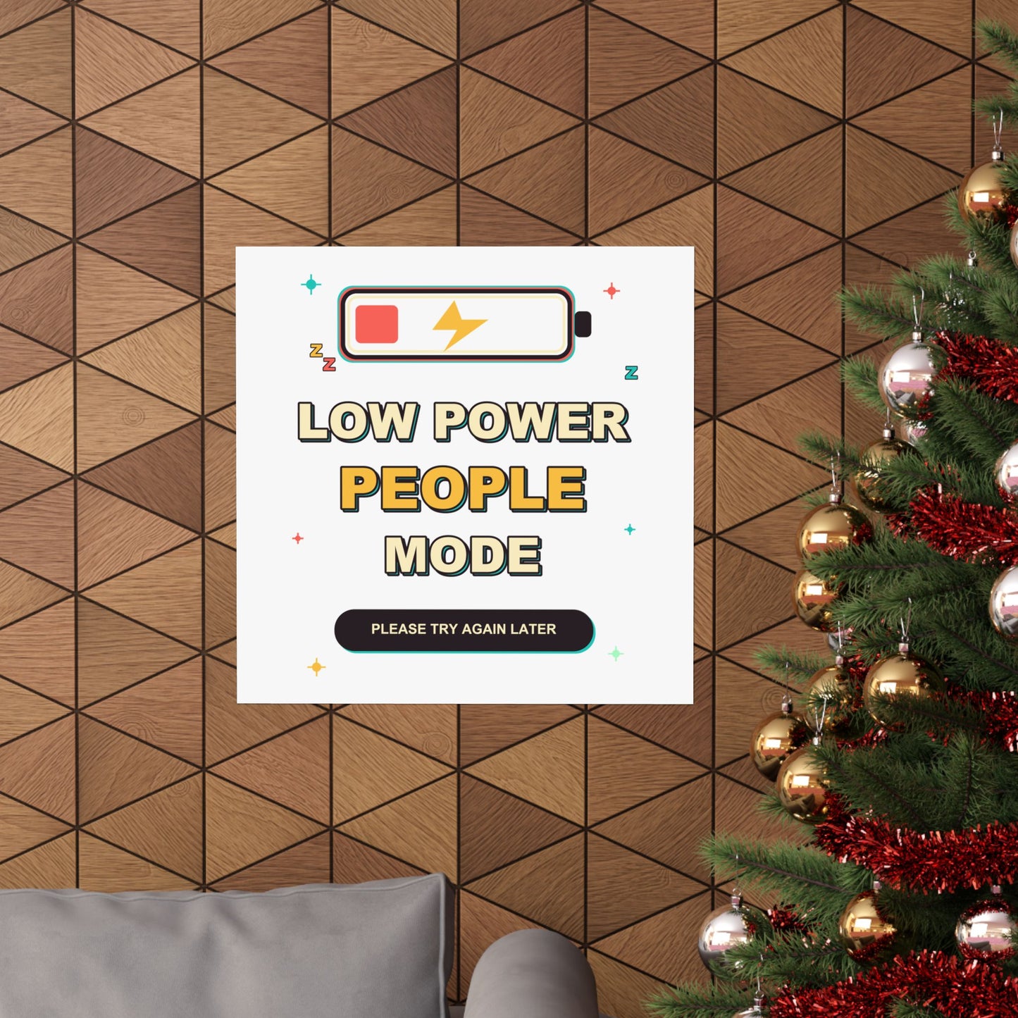 Low Power People Mode Funny Introvert Social Battery Poster