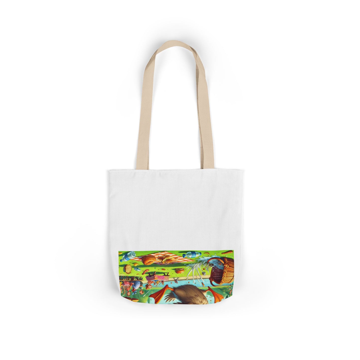 Chaotic Picnic Duck Funny Summer Canvas Tote Bag