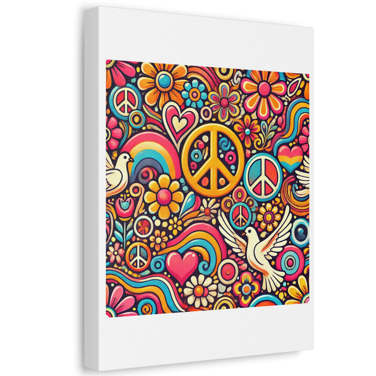 Colorful Peace Floral Pattern Canvas Wall Art