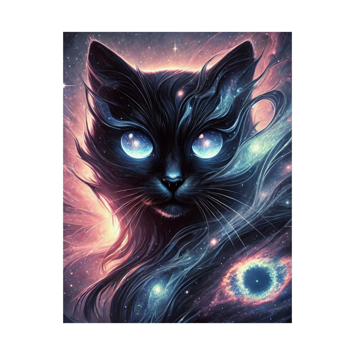 Cosmic Black Cat Galaxy Celestial Wall Art Poster