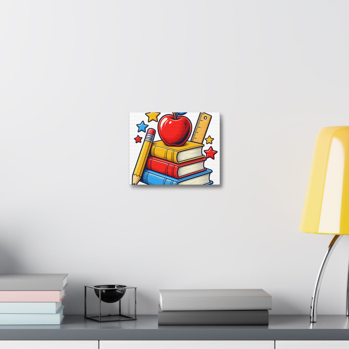 Retro School Books Apple Teacher Appreciation Canvas Art
