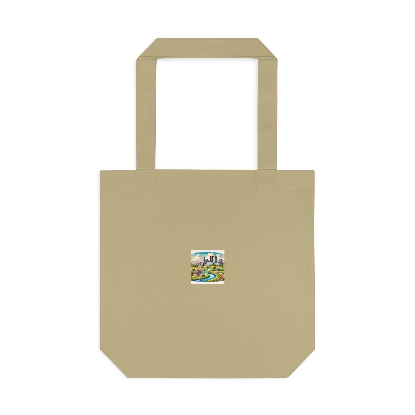 Rural River City Skyline Hometown Landscape Tote Bag