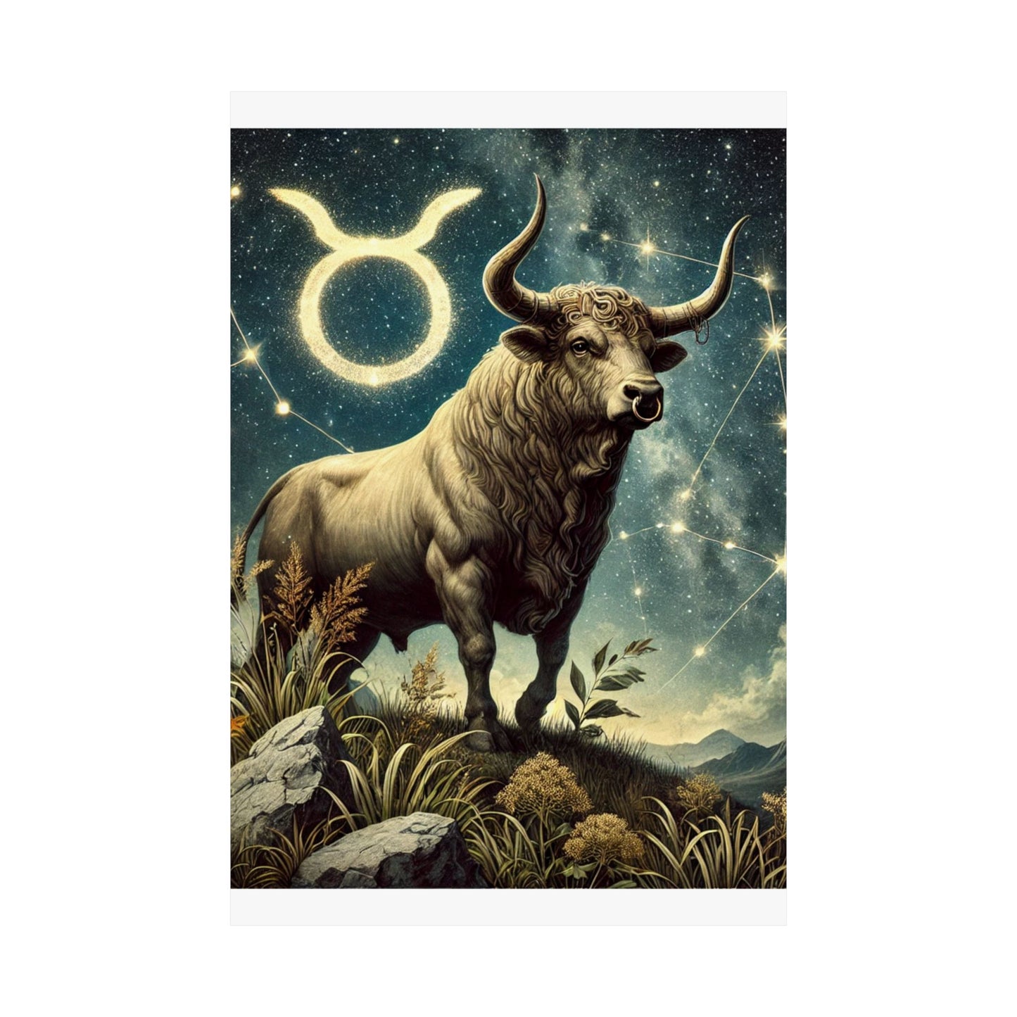 Taurus Bull Constellation Celestial Wall Art Poster