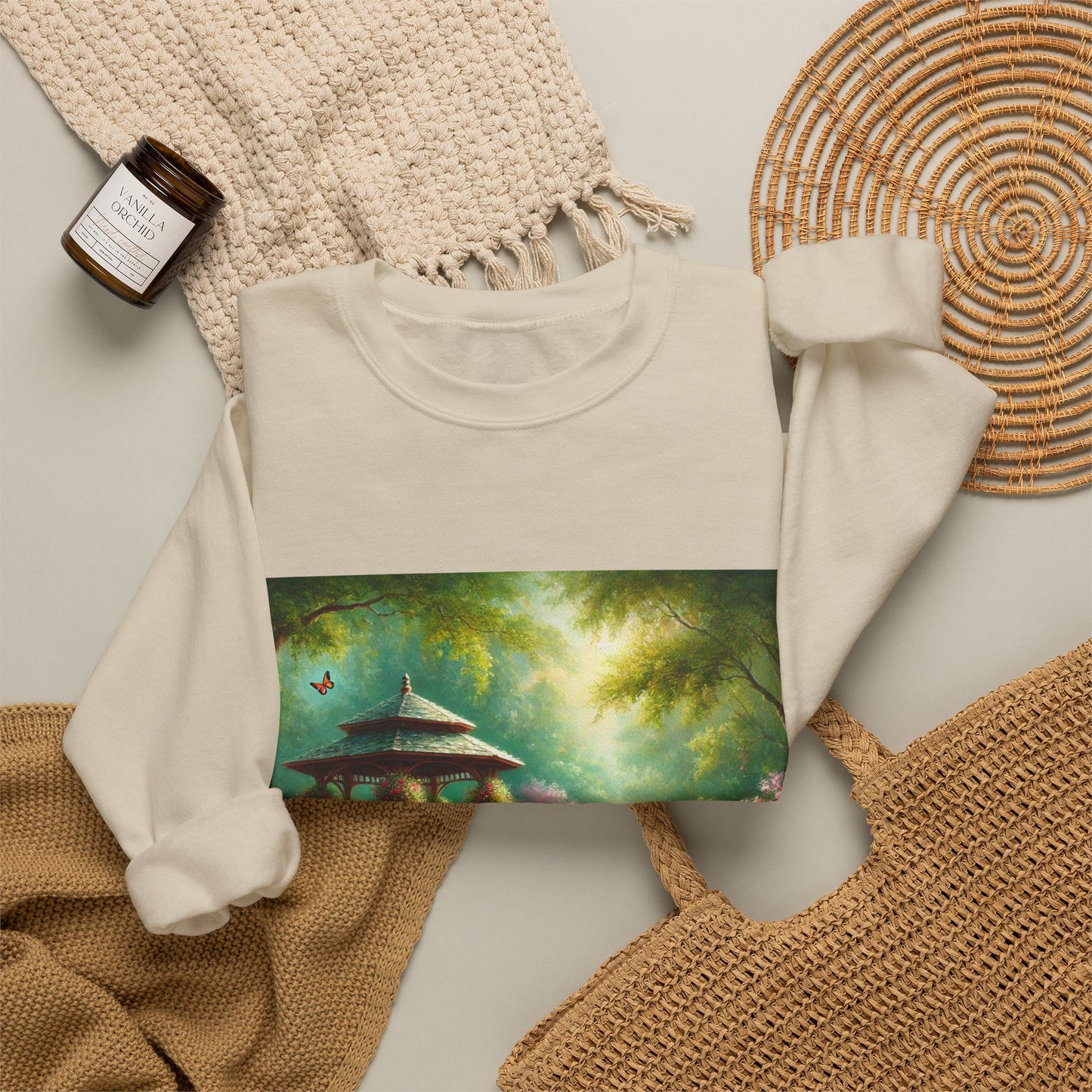 Spring Garden Gazebo Floral Landscape Sweatshirt
