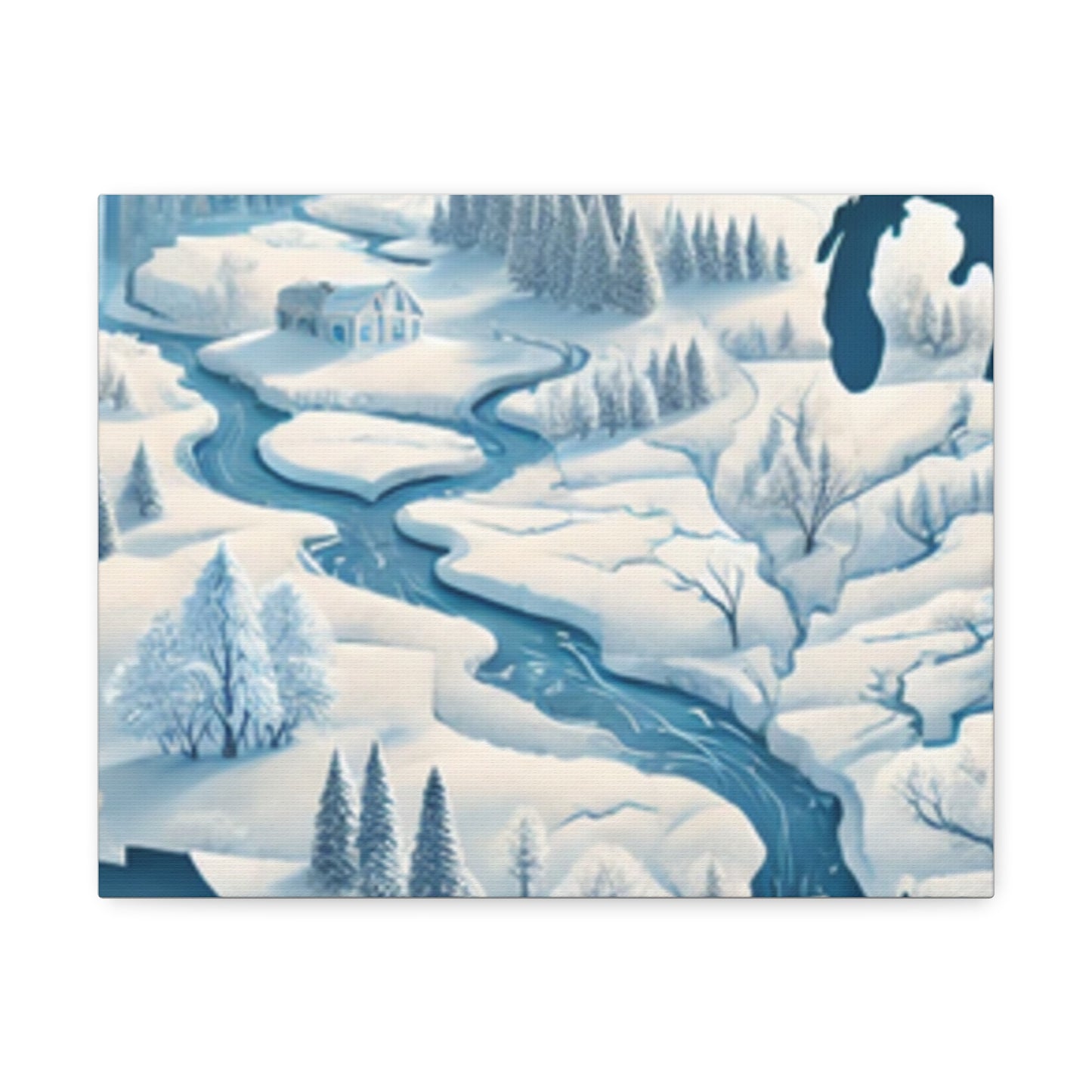 Winter USA Dreamscape Snowy Map Canvas Wall Art Travel Gift