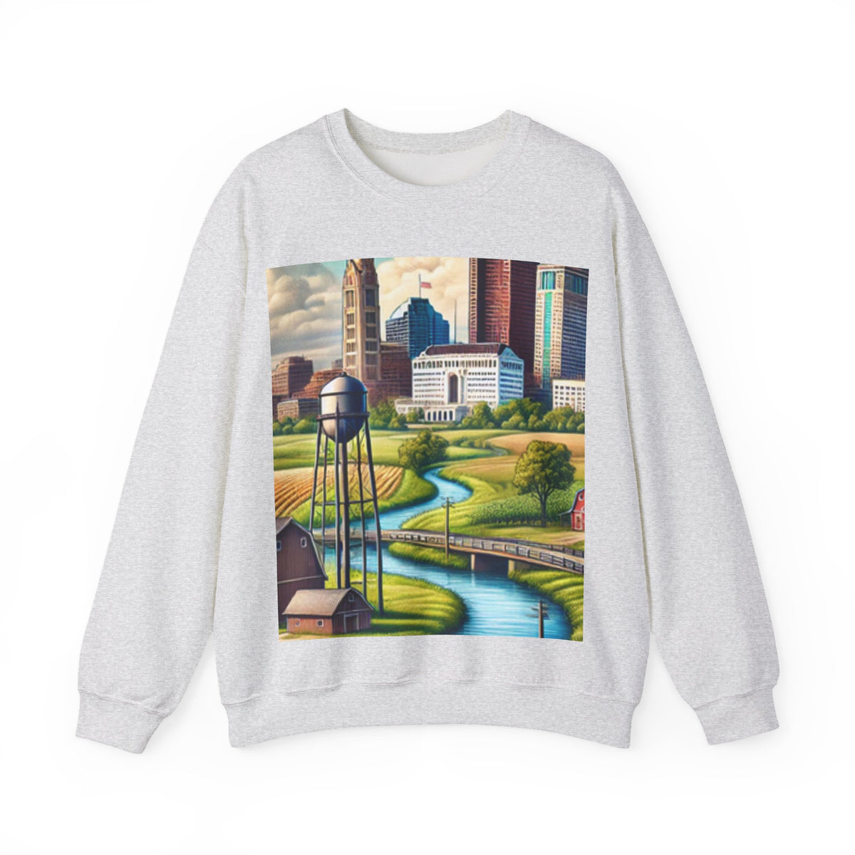 Rural River City Skyline Hometown Landscape Sweatshirt