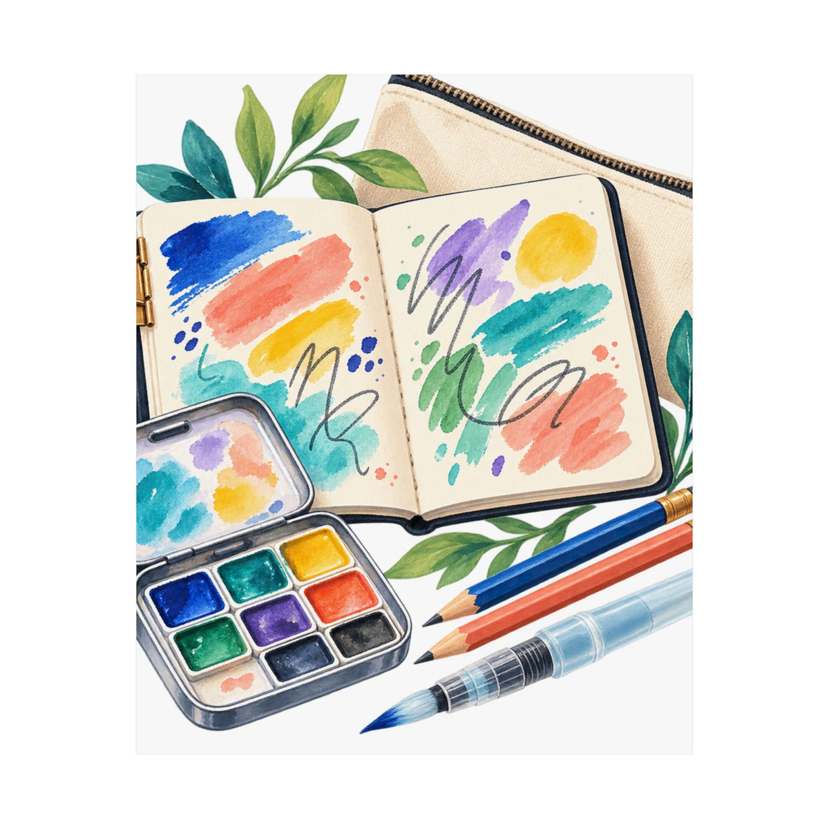 Colorful Urban Sketching Travel Kit Poster