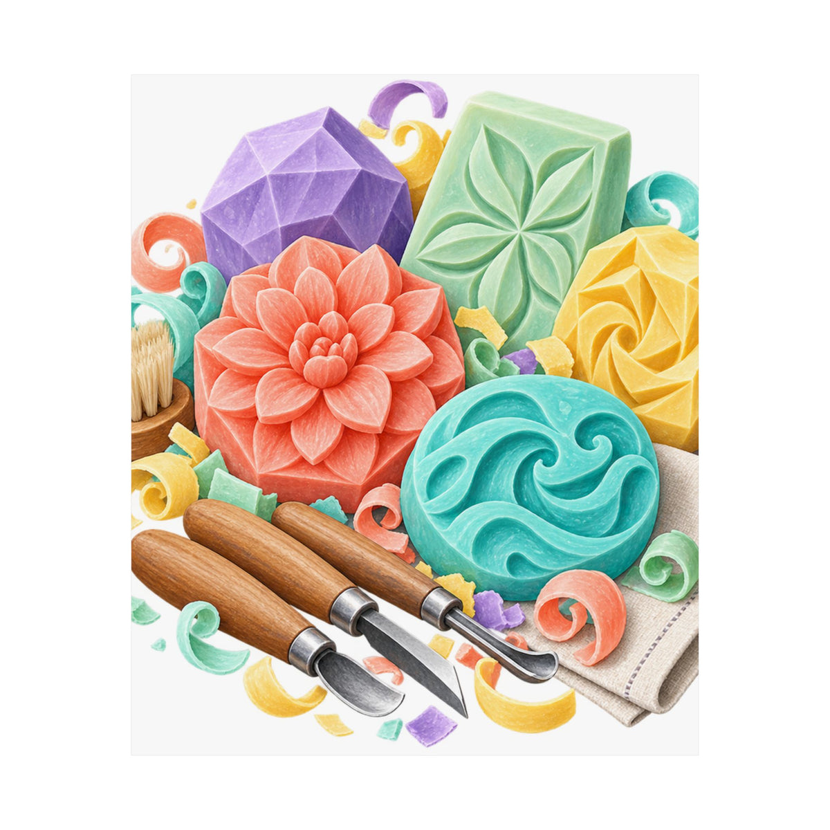 Colorful Soap Carving Workshop Poster