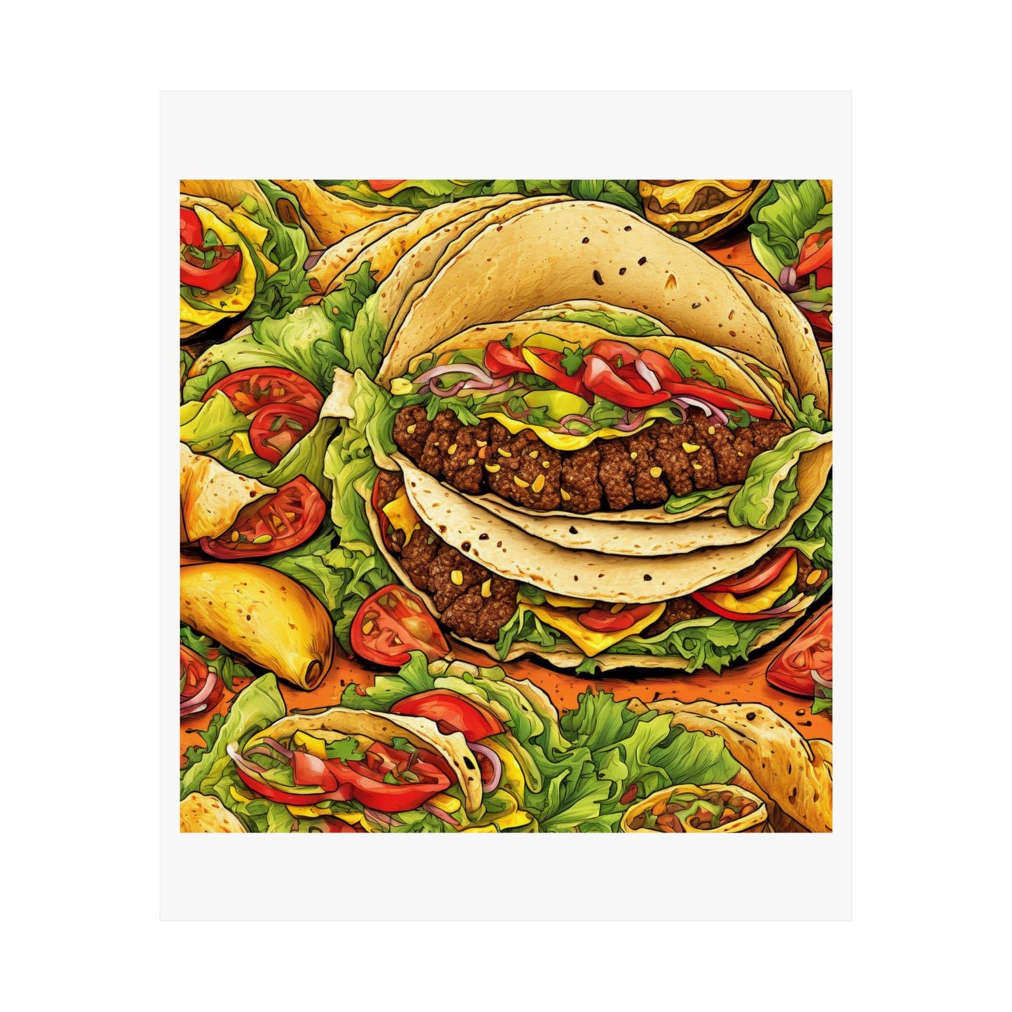 Stacked Taco Fiesta Foodie Gift Art Poster