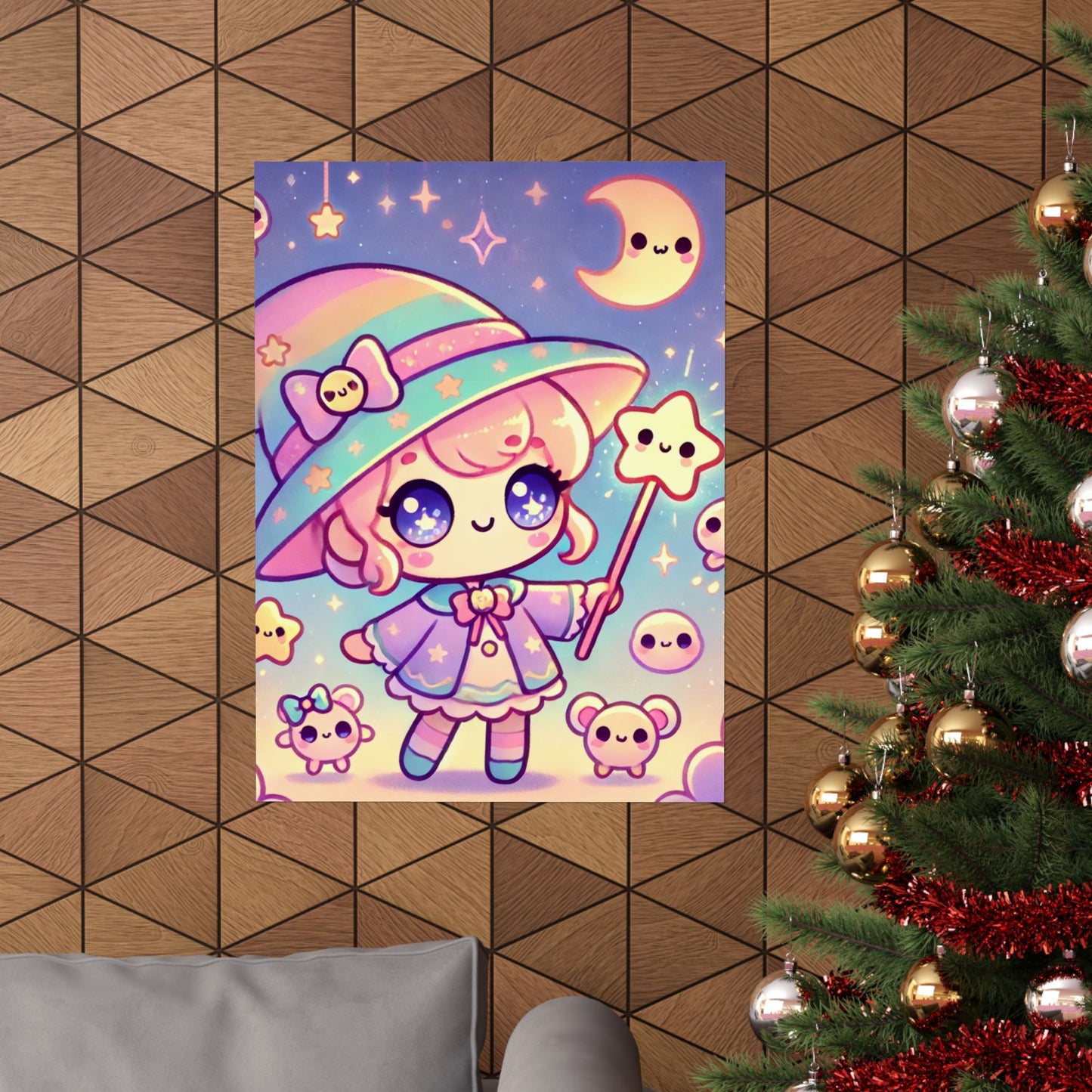 Kawaii Moon Wand Pastel Fantasy Wall Art Poster