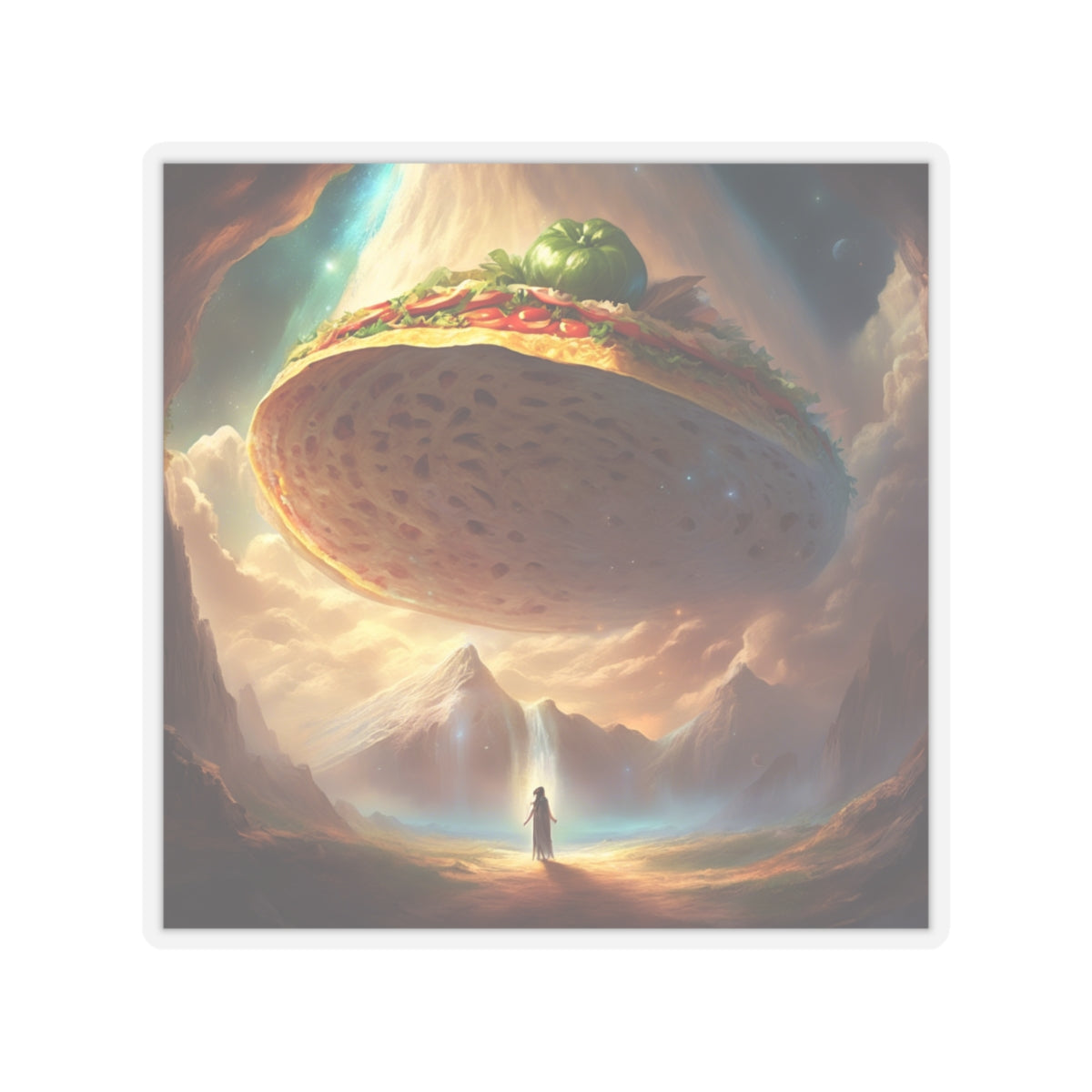 Cosmic Taco UFO Surreal Food Fantasy Art Sticker