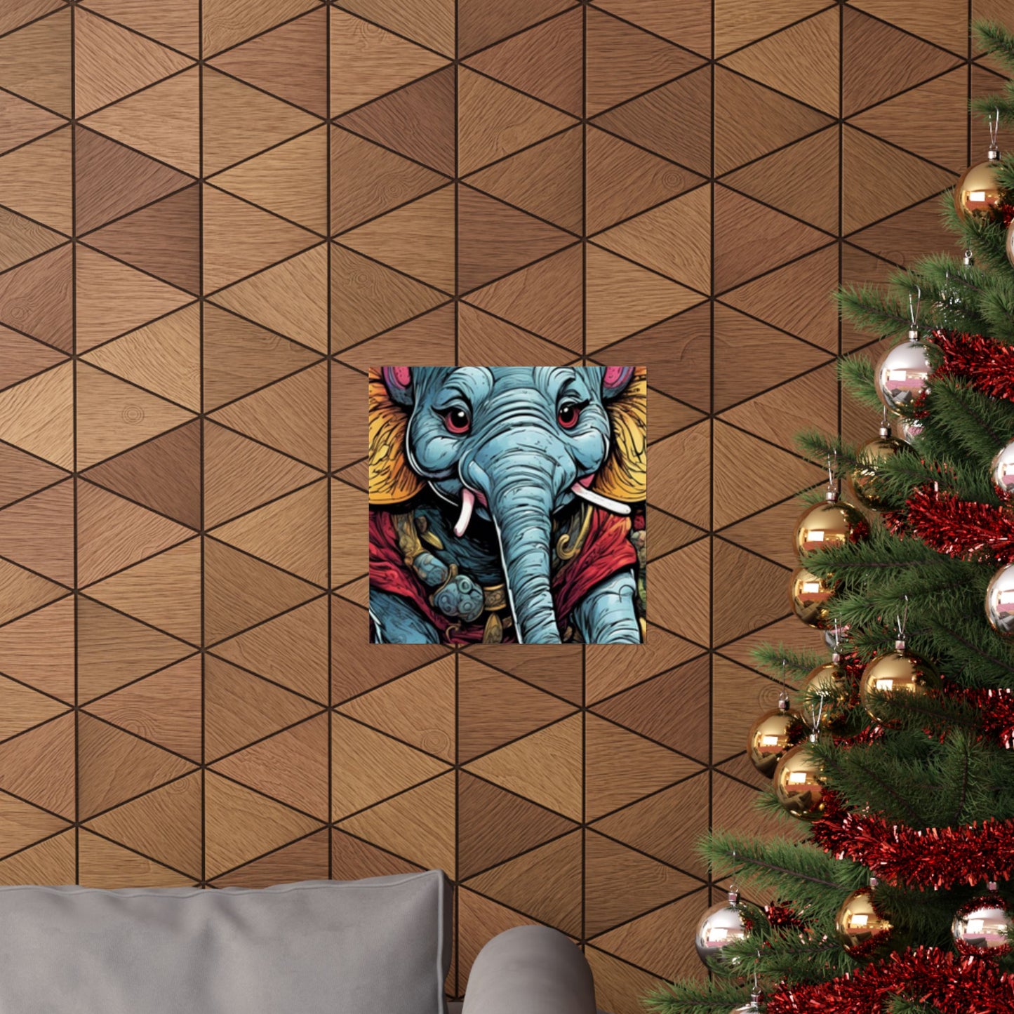 Colorful Elephant Garden Parade Wildlife Wall Art Poster