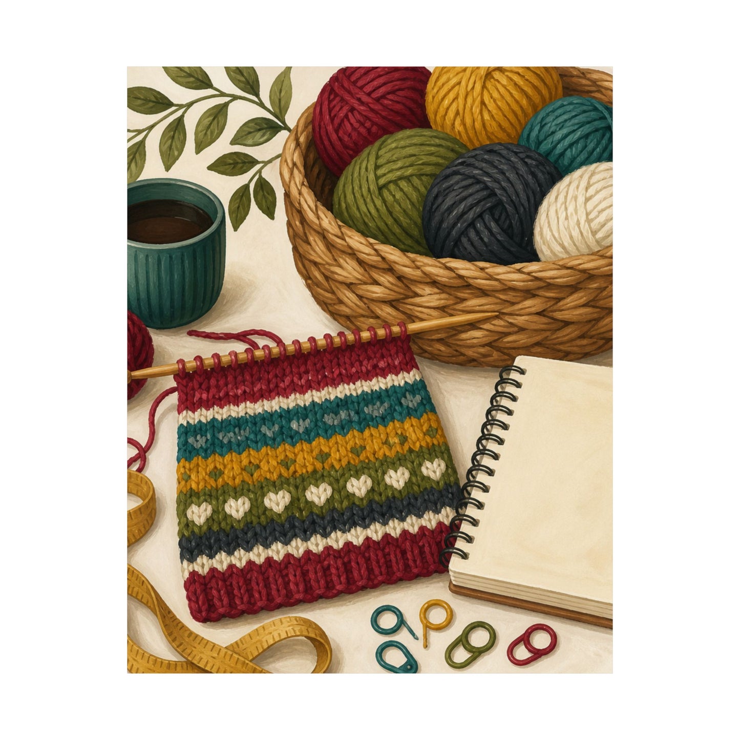 Cozy Knitting and Yarn Hobby Art Poster