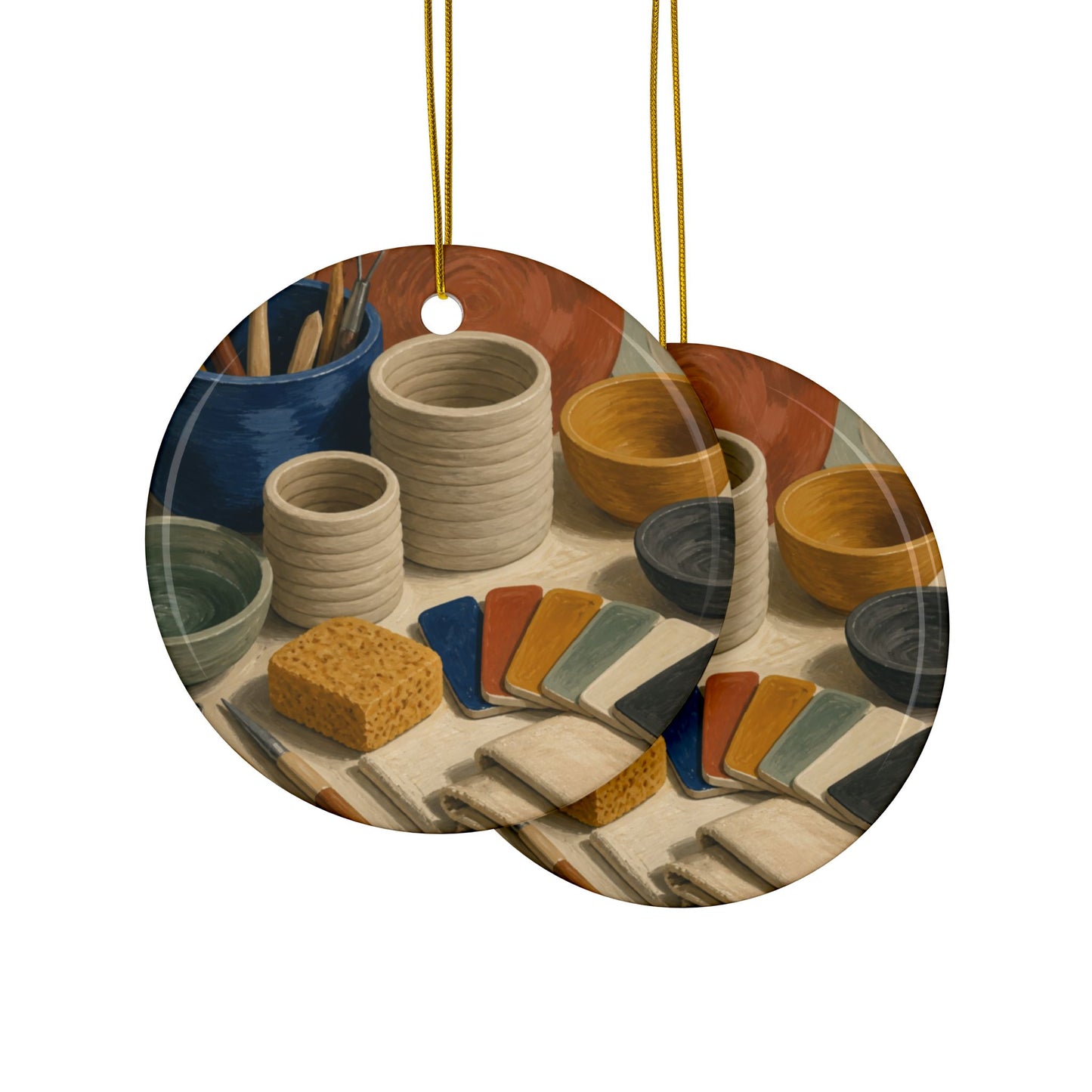 Handbuilt Ceramics Studio Art Ceramic Ornament, Holiday Keepsake and Gift