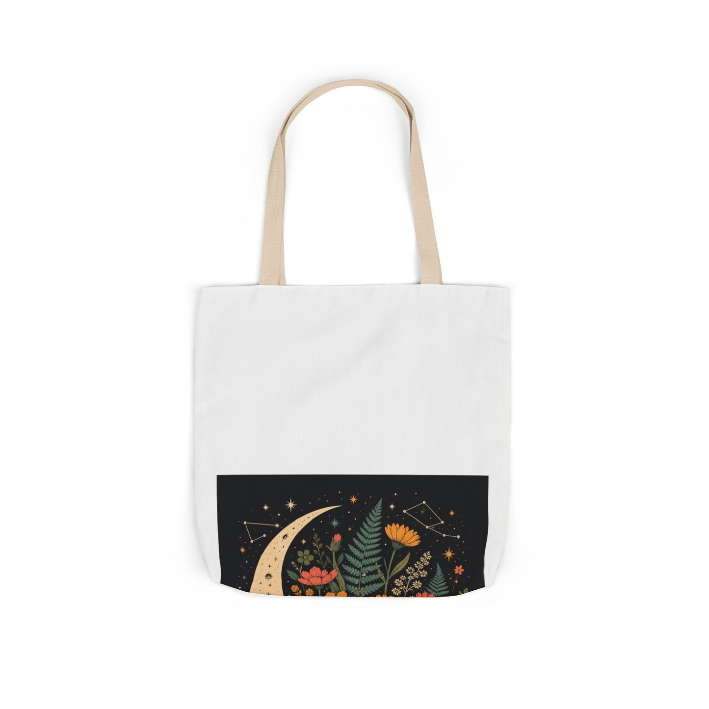 Celestial Wildflower Crescent Moon Botanical Tote Bag