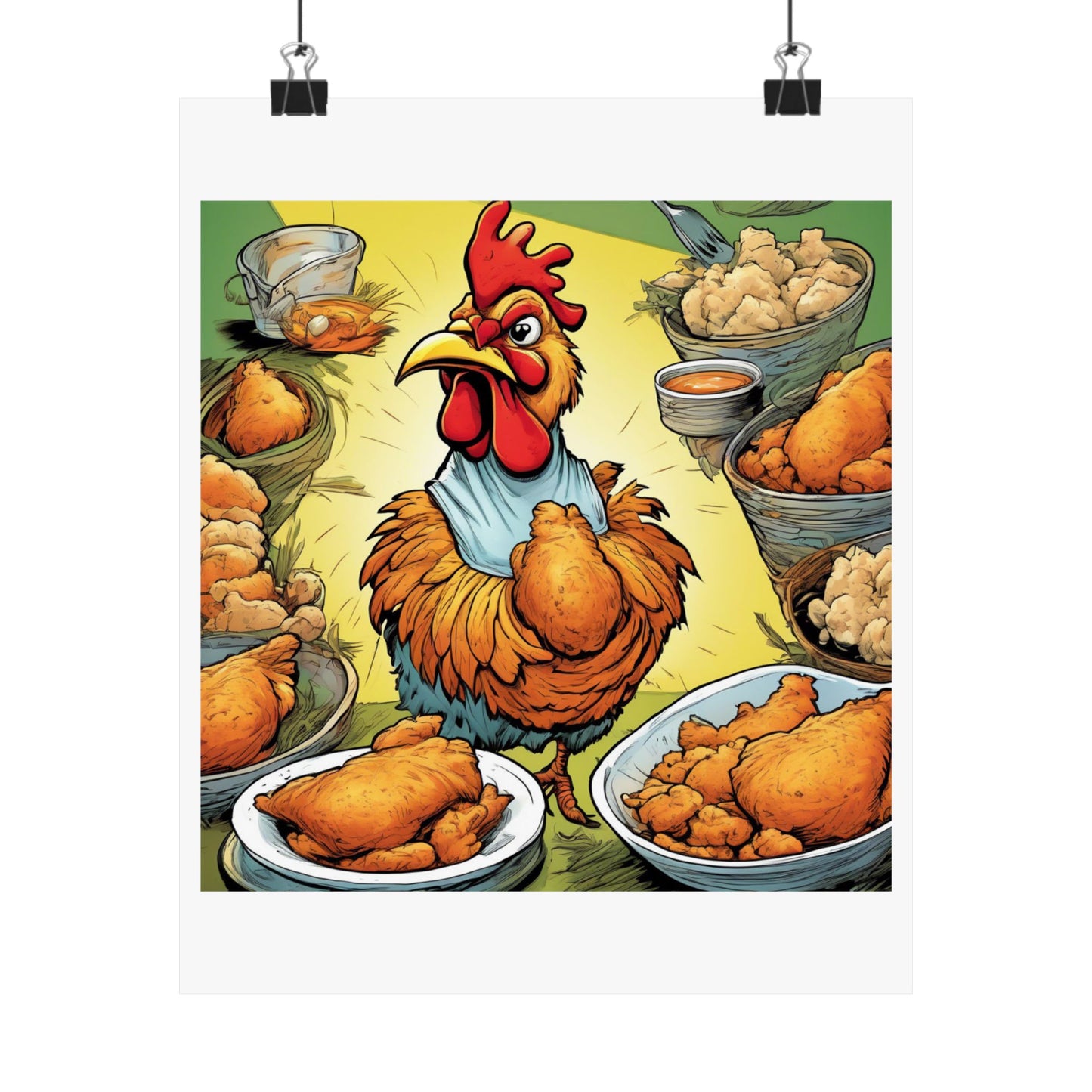 Funny Chicken Fried Food Comfort Food Art Poster