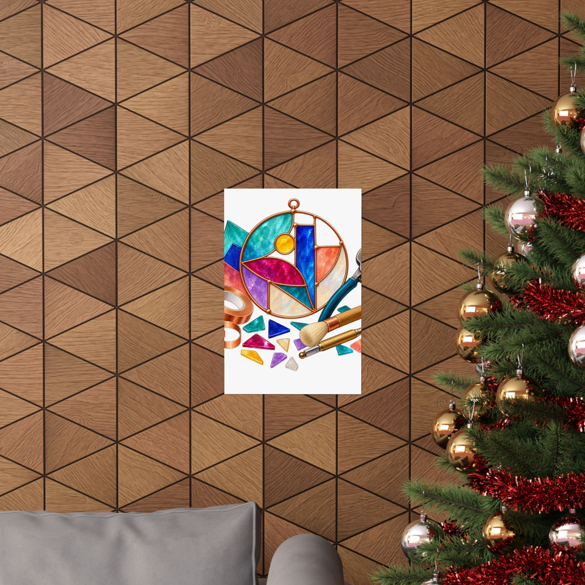 Abstract Stained Glass Suncatcher Workshop Poster