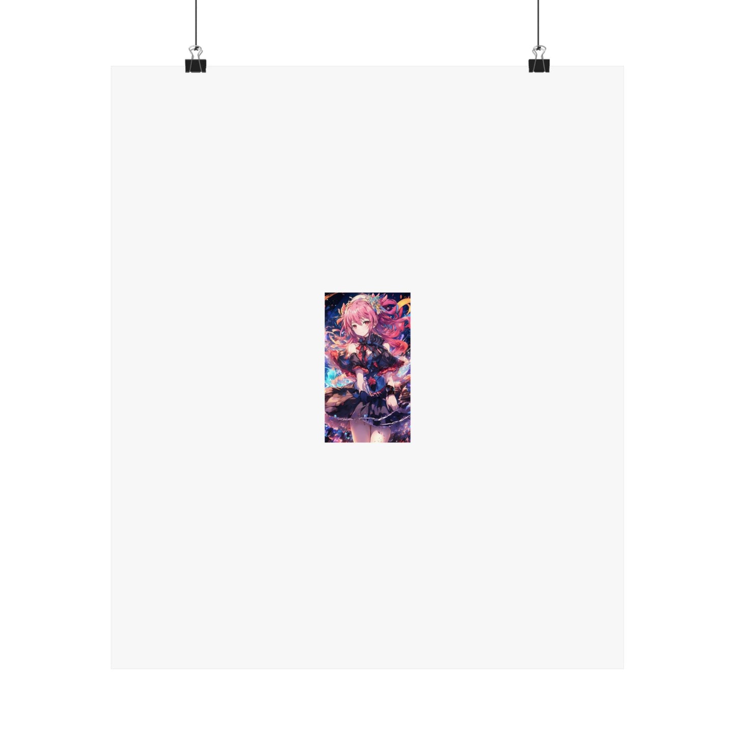 Pink Haired Fantasy Heroine Anime Portrait Poster Art