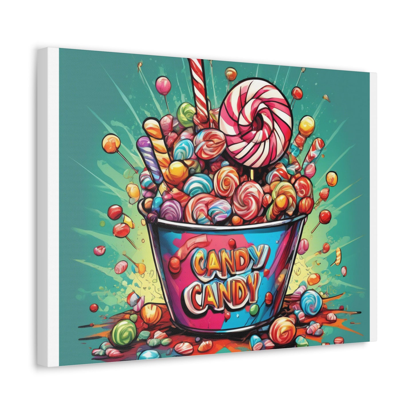 Holiday Candy Bucket Sweets Gift Art Canvas