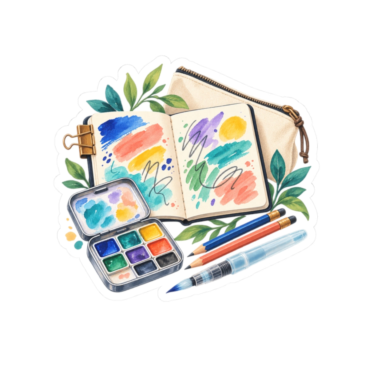 Colorful Urban Sketching Travel Kit Sticker
