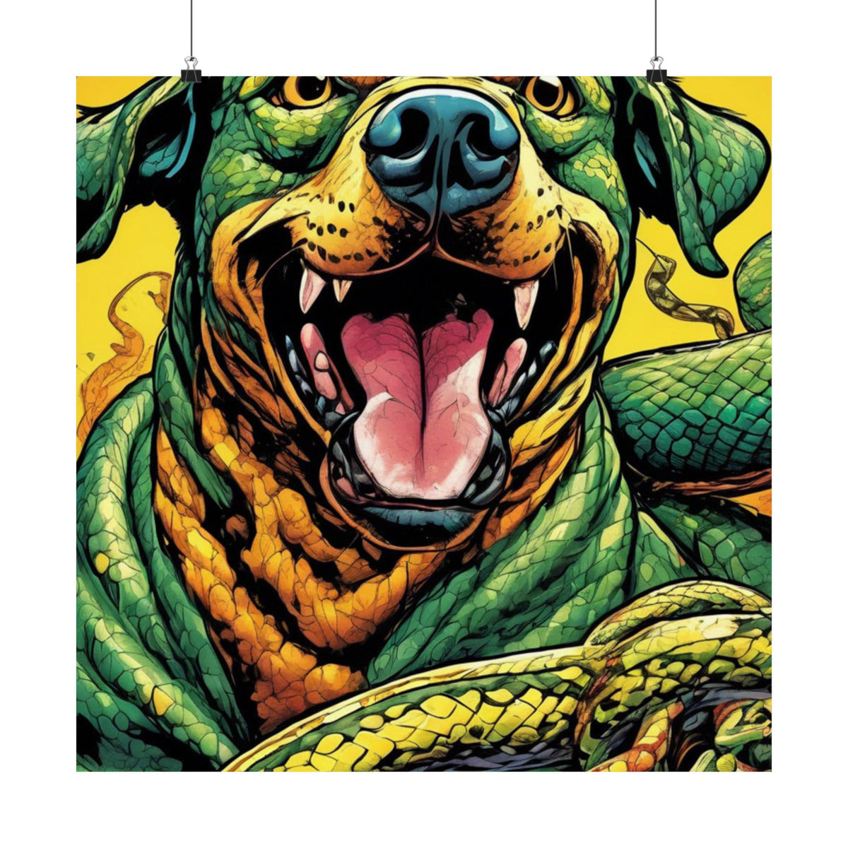 Surreal Serpent Hound Dark Fantasy Wall Art Poster