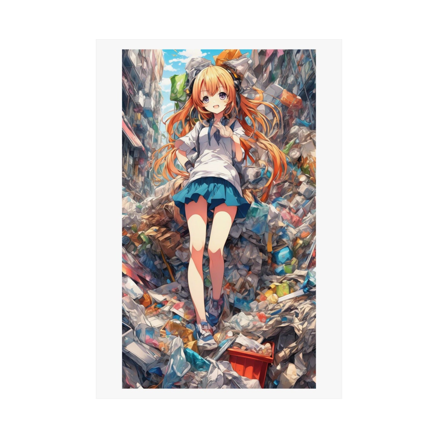 Recycling Rescue Anime Heroine Eco Street Art Poster