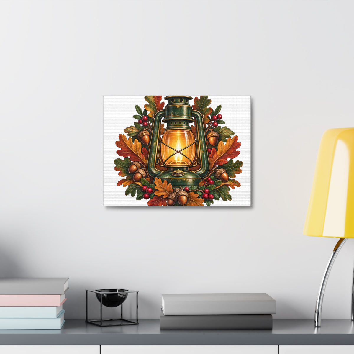Autumn Oak Lantern and Acorns Canvas