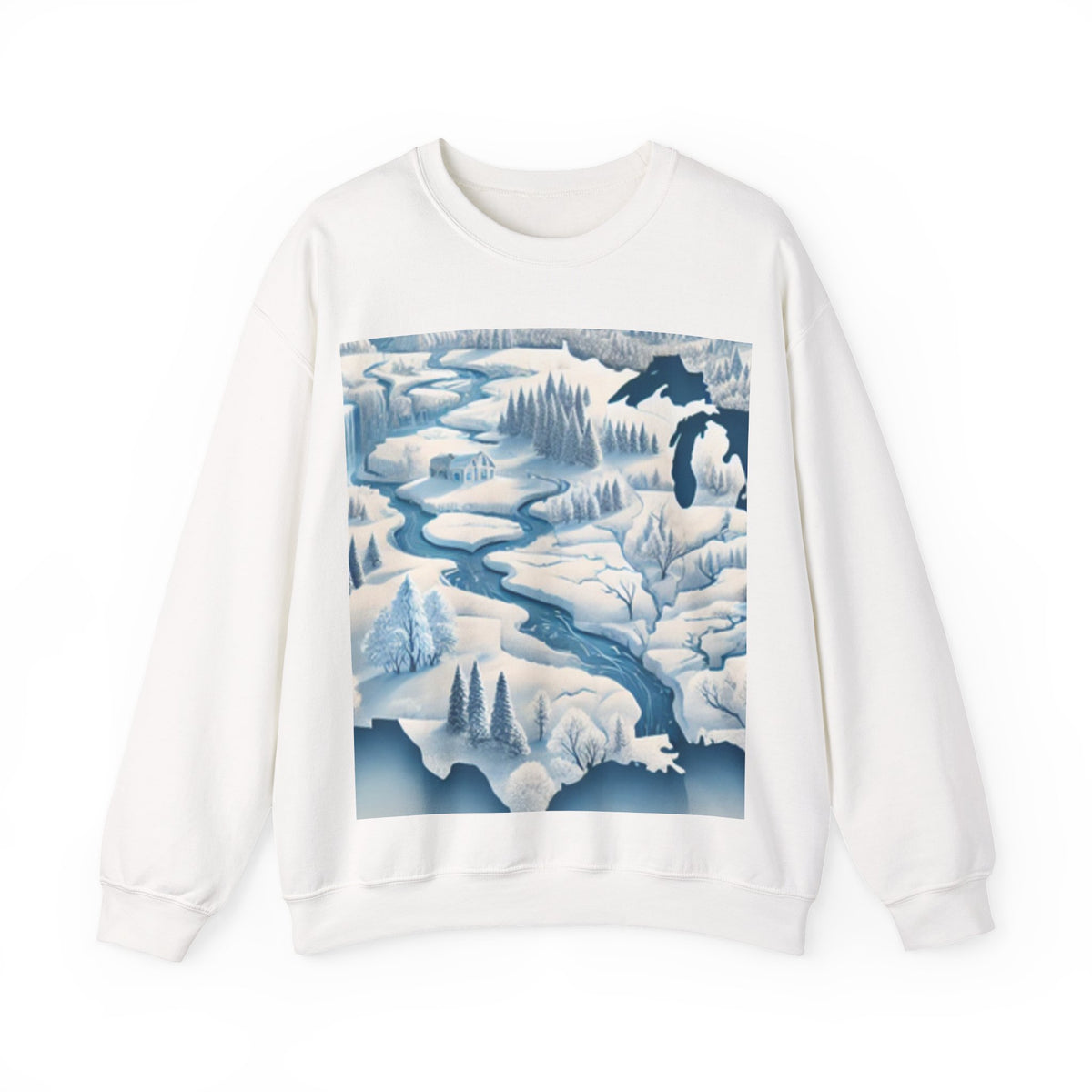Winter USA Dreamscape Snowy Map Crew Sweatshirt Travel Gift