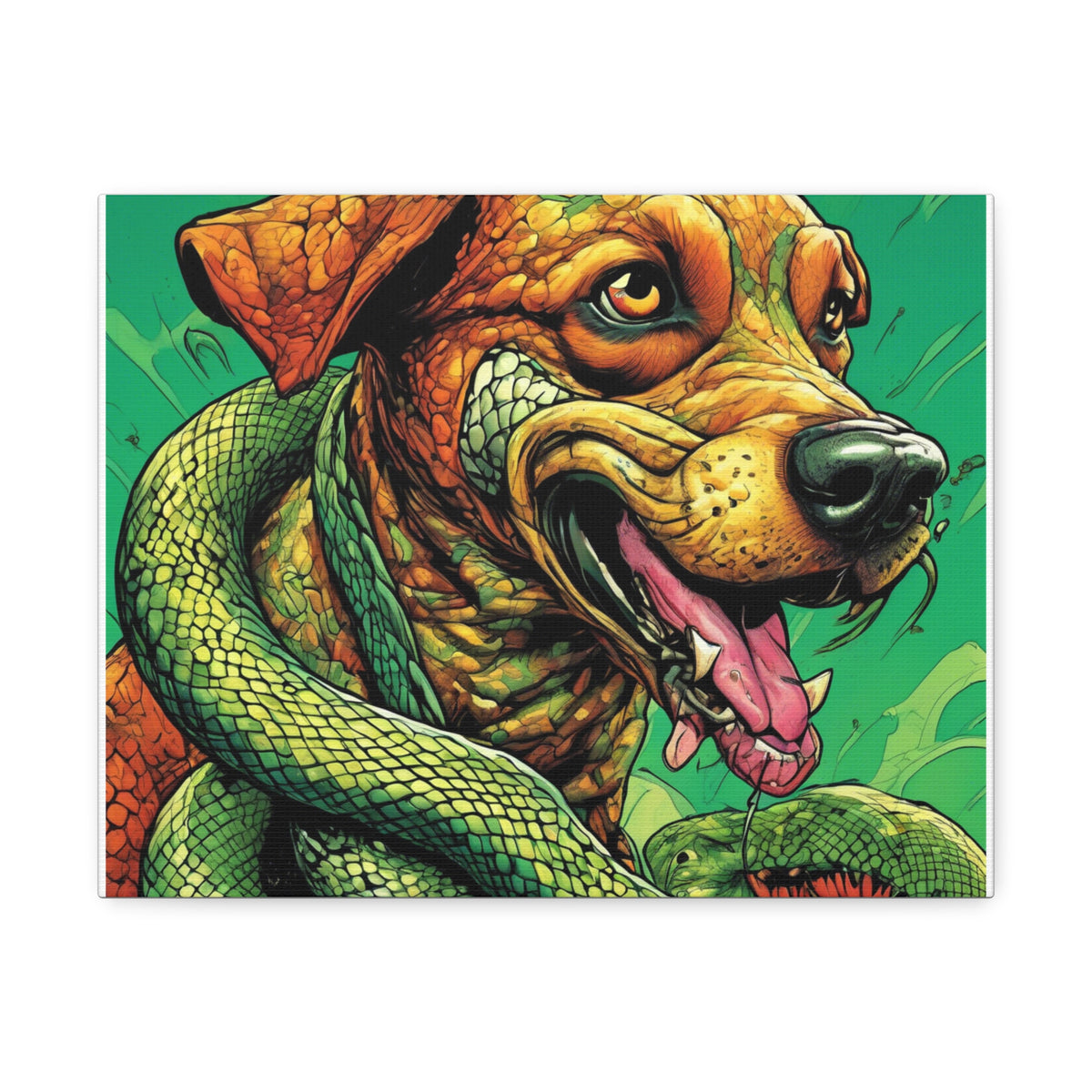 Serpent Guardian Dog Bold Fantasy Creature Canvas Art