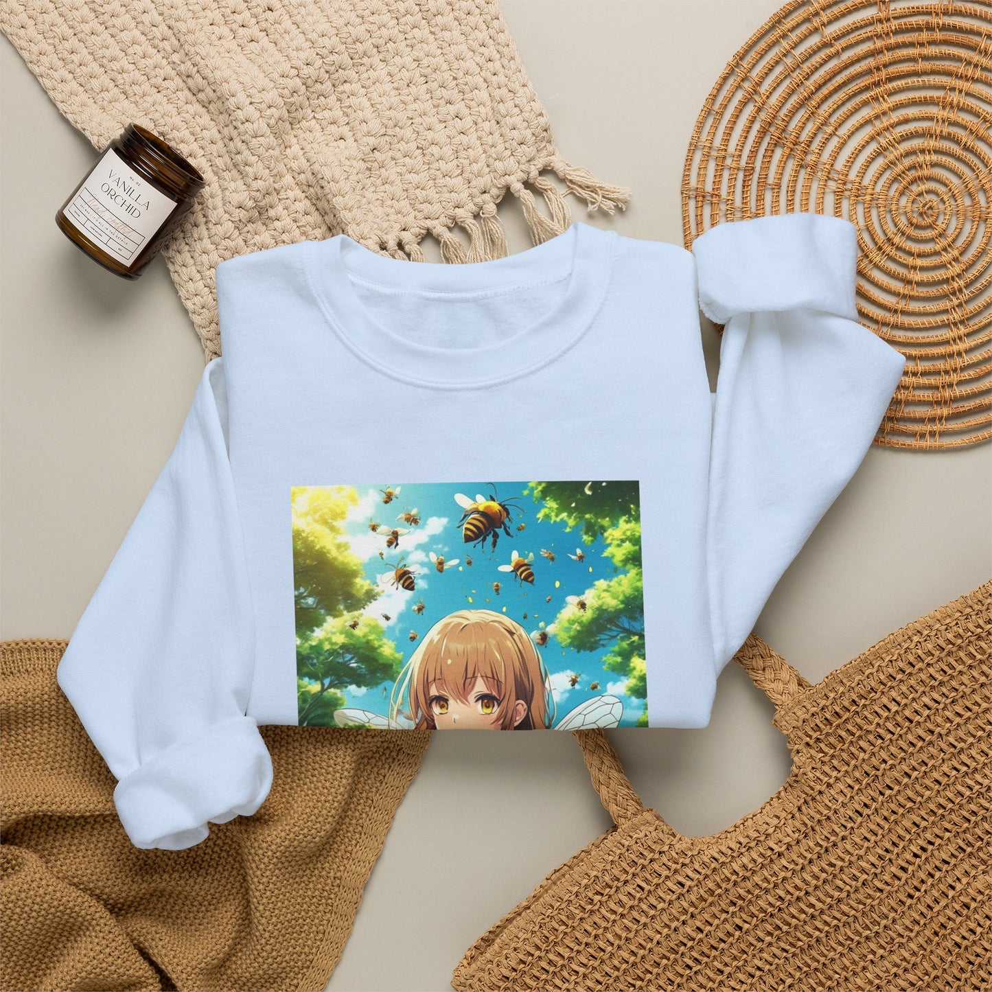 Bee Fairy Garden Anime Nature Art Sweatshirt
