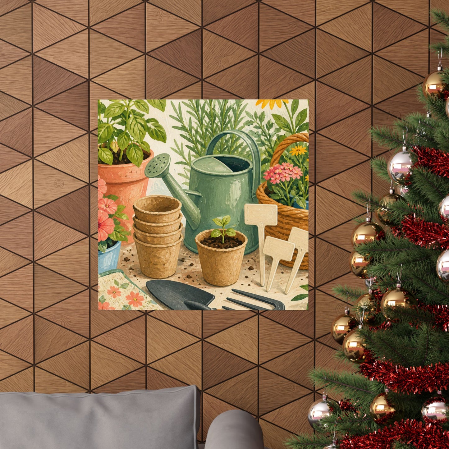 Colorful Gardening Tools and Flowers Hobby Poster