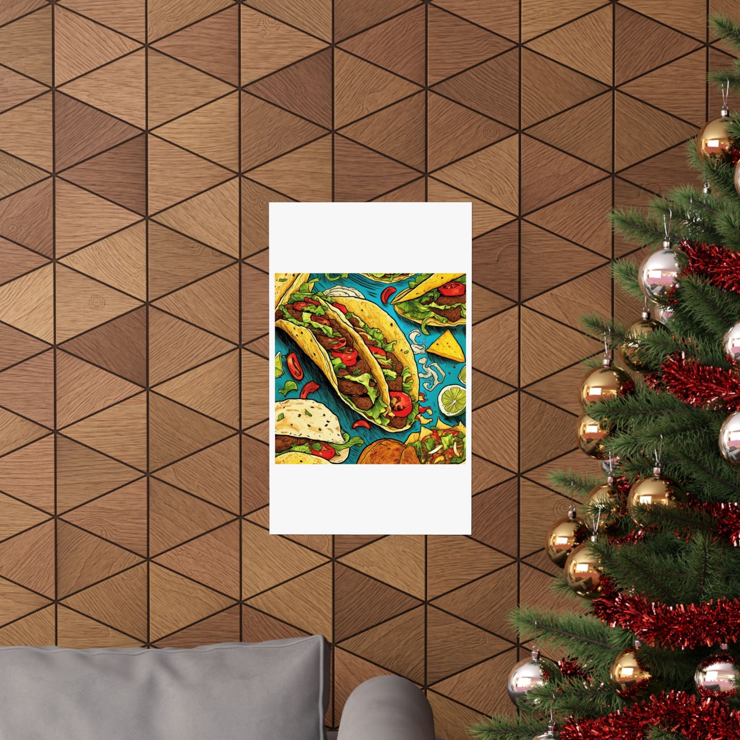 Taco Party Pattern Foodie Gift Art Poster