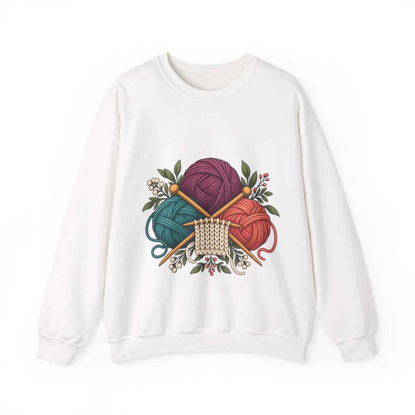 Retro Yarn and Knitting Botanical Art Sweatshirt