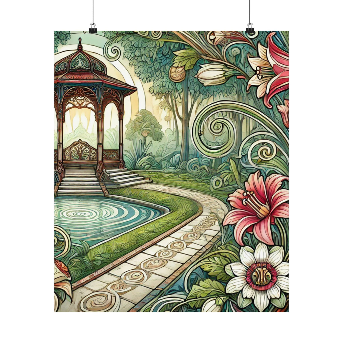 Botanical Gazebo Garden Art Nouveau Wall Art Poster