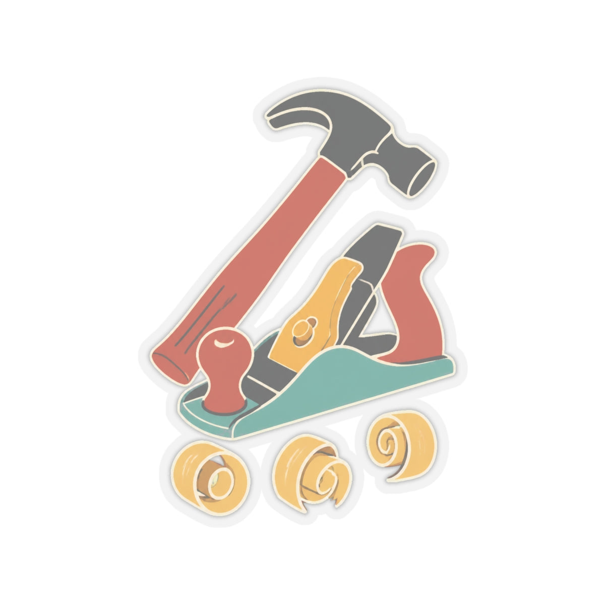 Carpenter Hammer Hand Plane Woodworking Art Sticker