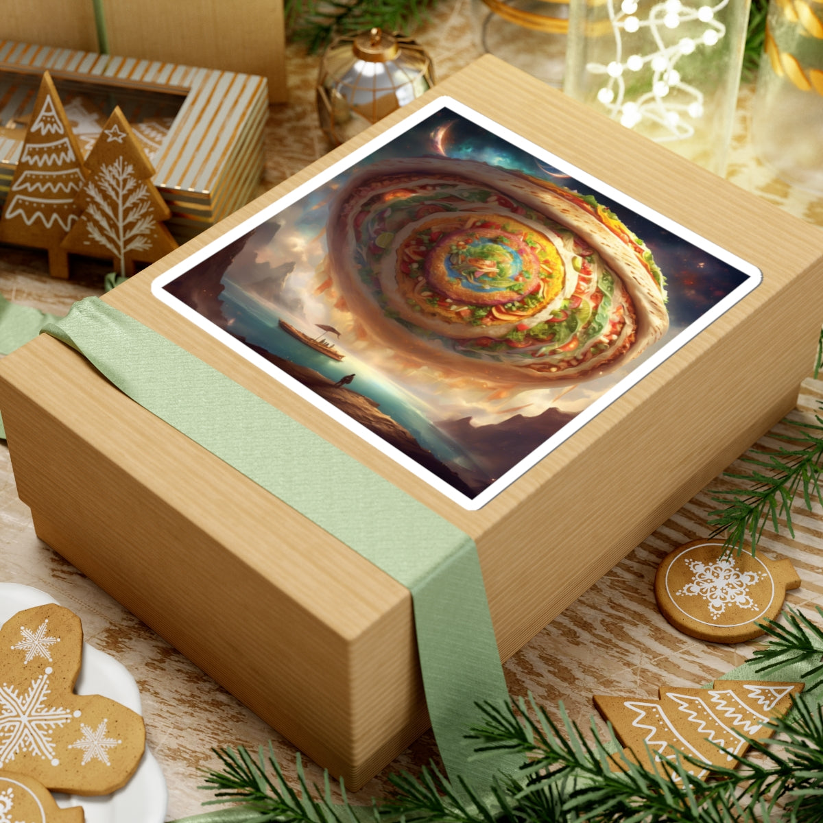 Cosmic Taco Portal Surreal Food Fantasy Art Sticker