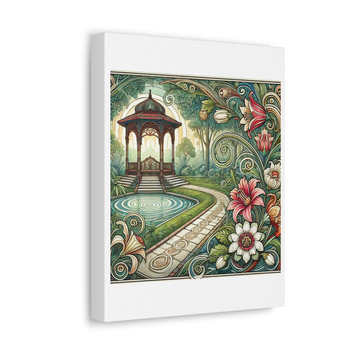 Botanical Gazebo Garden Art Nouveau Canvas Wall Art