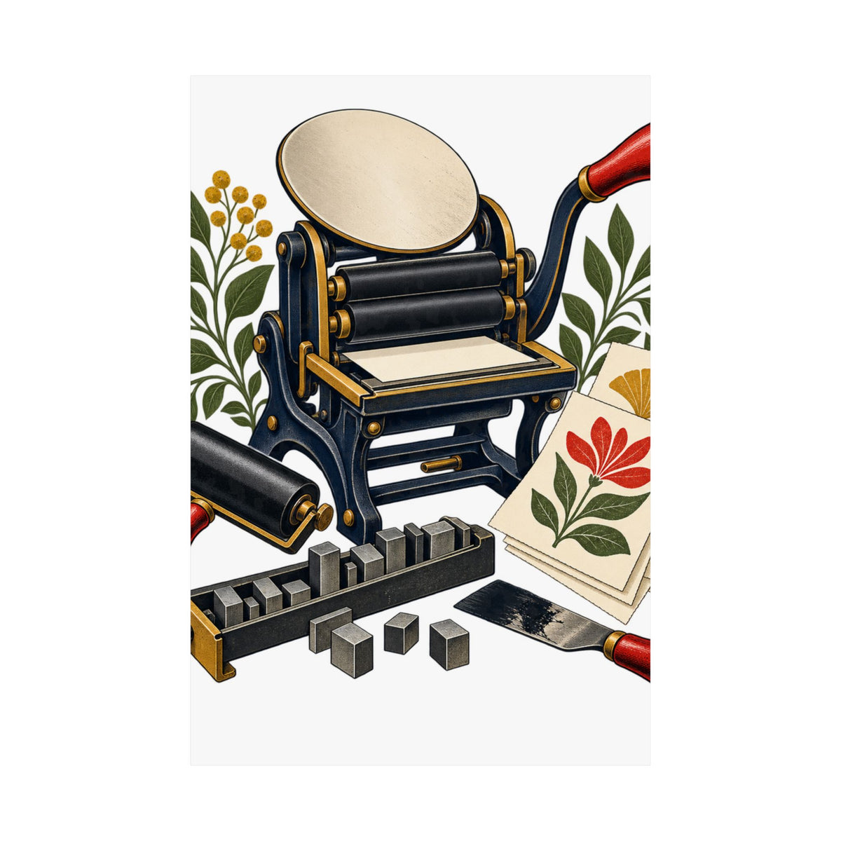 Botanical Letterpress Printshop Poster
