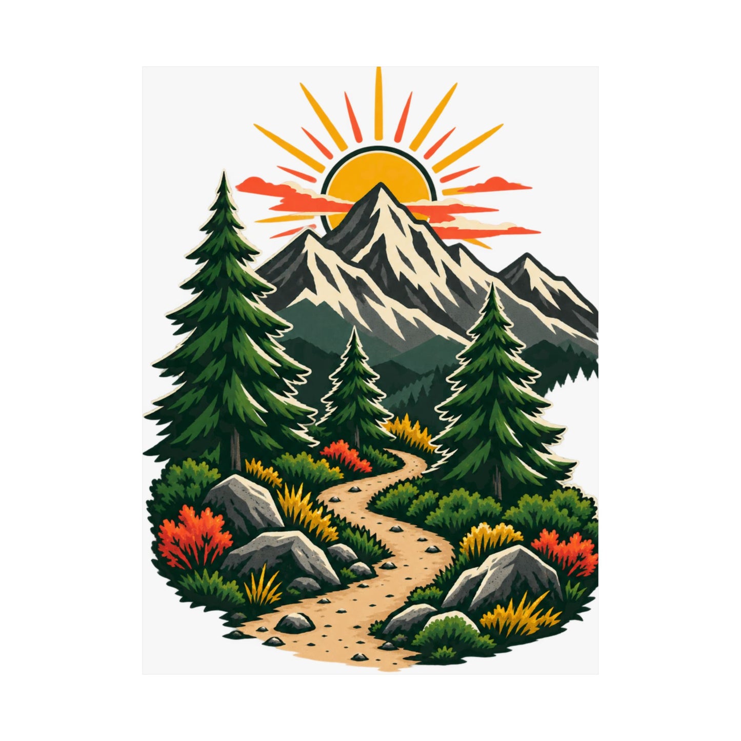 Sunrise Mountain Trail Outdoor Adventure Poster