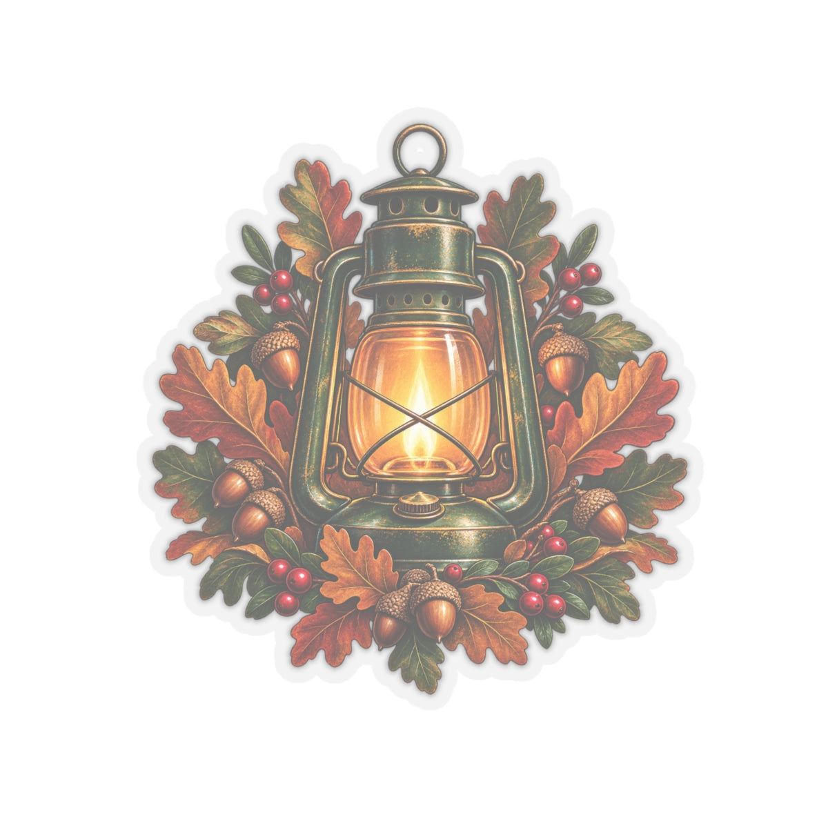 Autumn Oak Lantern and Acorns Sticker
